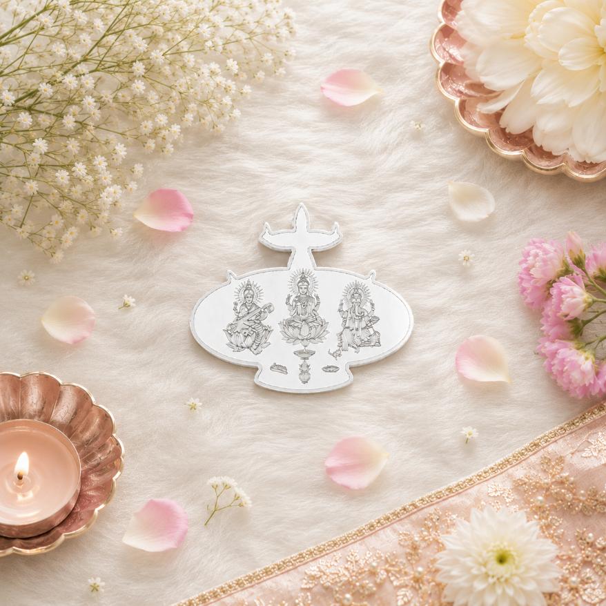 Tridev Shubh Pratima Silver Coin