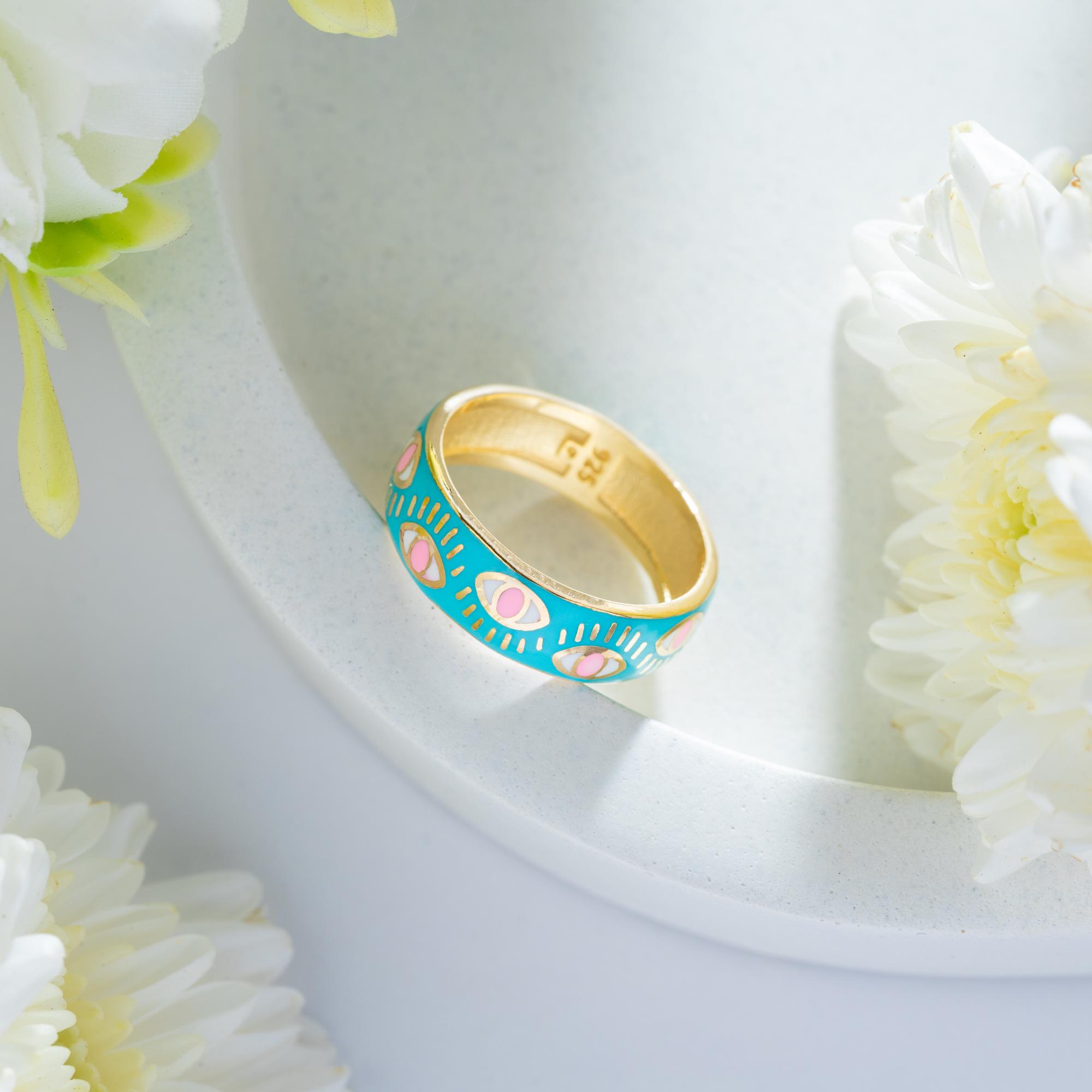 Turquoise Nazar Band Ring