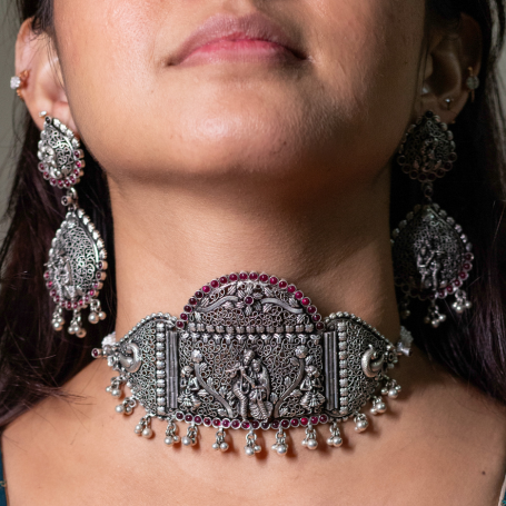 Radha Krishna Choker Necklace Set