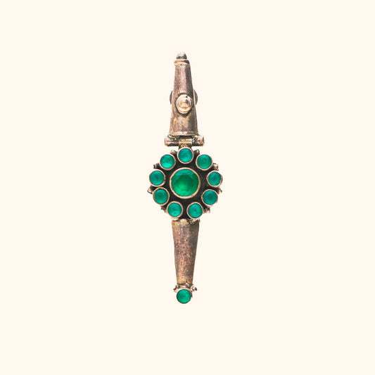 Oxidised Green Stone Earring