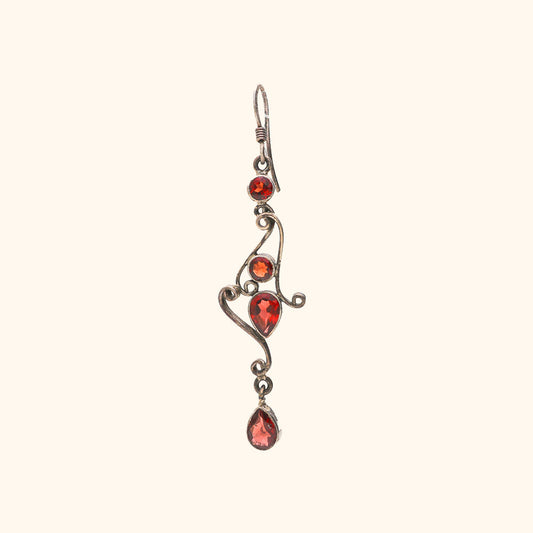 Orange Stone Oxidised Earring