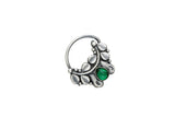 Green Stone Clip On Nath