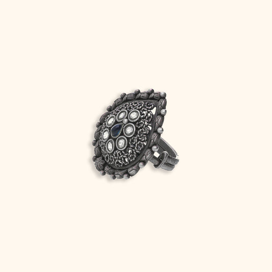 Mrugakshi Silver Ring - Antique