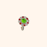 Multicoloured Floral Toe Ring (In Pair)