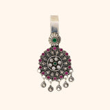 Oxidised Challa With Red, Green And White Kundan