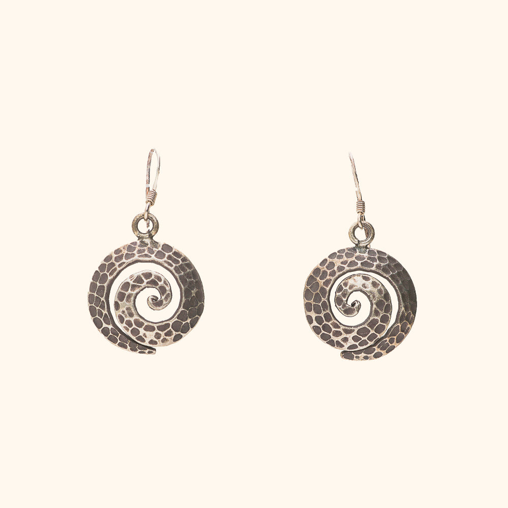 Oxidised Spiral Shaped Hanging Earring