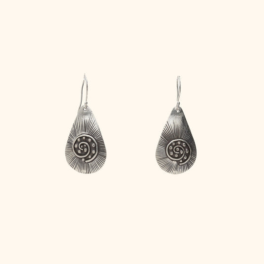 Oxidised Drop Shaped Dangling Earrings
