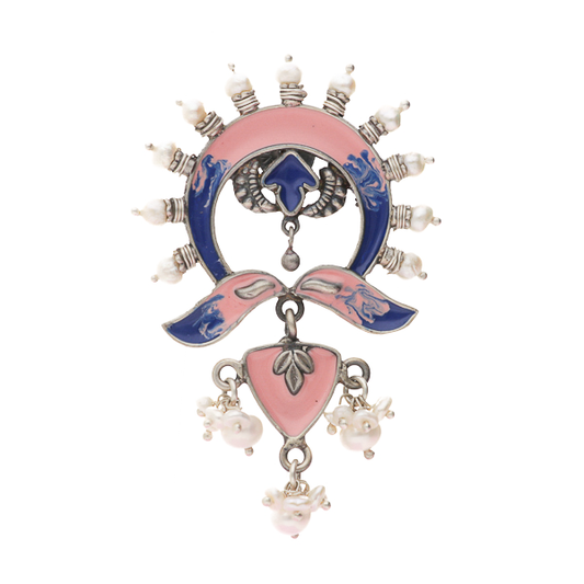 Mira- Minakari with Pearls Silver Earrings