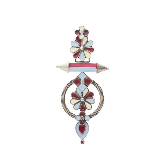 Ruhi- Minakari Silver Earrings