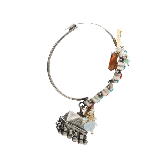 Shea- Colourful Kundan Stone Silver Earrings