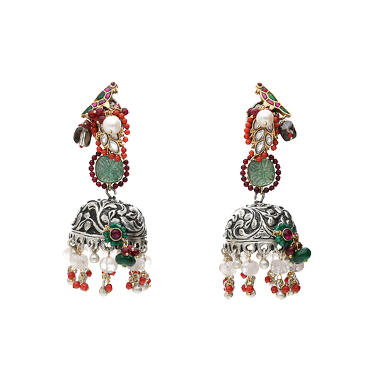 Kavya- Kundna Silver Jhumka