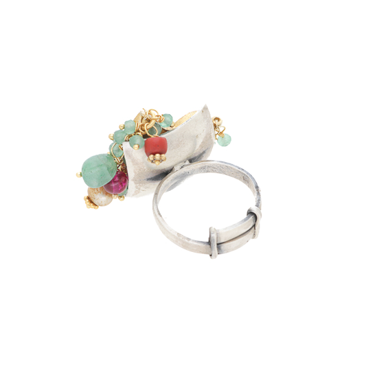 Mayuri- Beaded Silver Ring