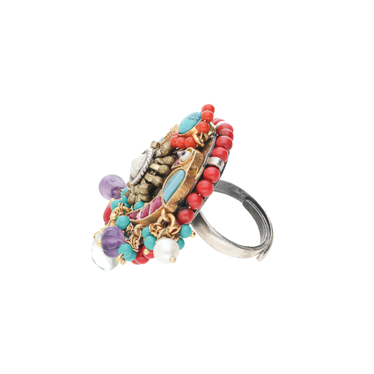 Nisha- Beaded Silver Ring