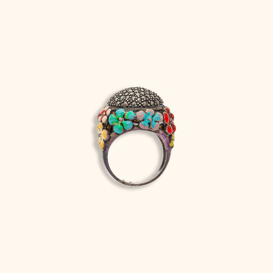 Fleur Silver Ring - Antique