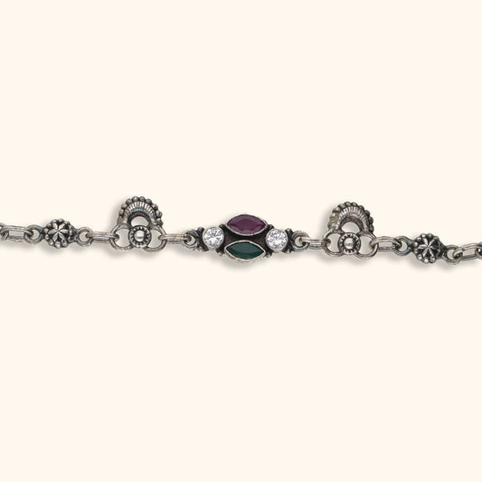 Fulpankhi - Oxidised Silver Bracelet